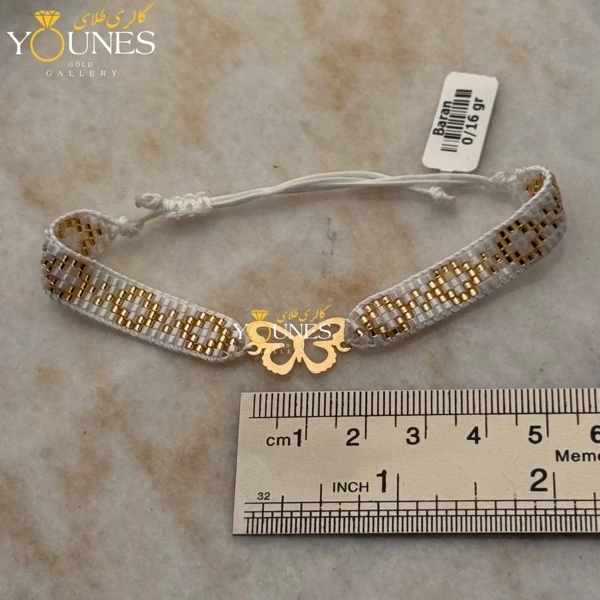 دستبند میوکی سفید طلایی پروانه طلا